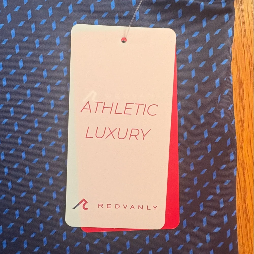 Redvanly Pascal Polo Midnight Navy Geometric Print Golf Athletic Men's Large NWT - Picture 7 of 10